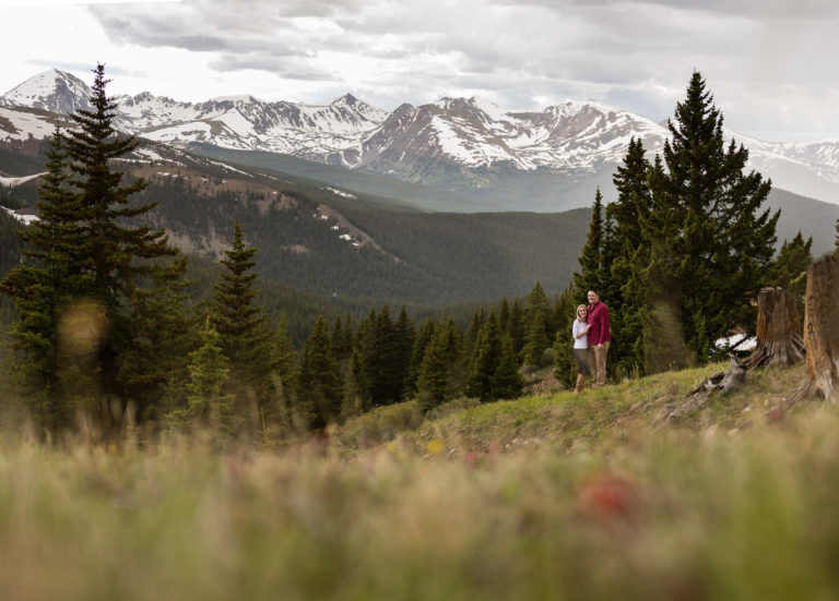 Breckenridge Mountain Engagement Photos with Mountain Views