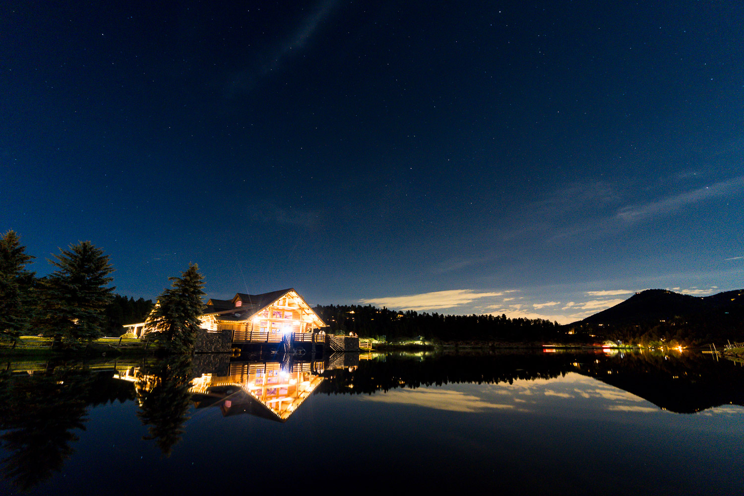 summer evergreen lake wedding