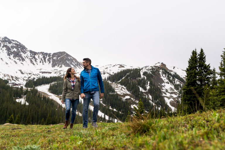 Mountain Engagement Photos Bride and Groom mountain view