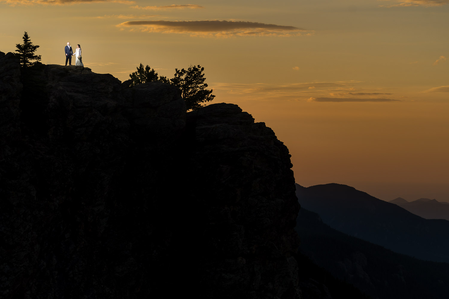 intimate mountain wedding sunrise elopement